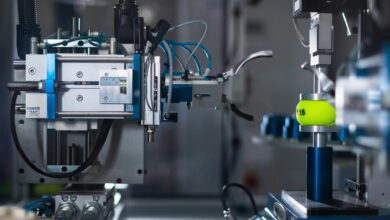 blue and silver industrial machine