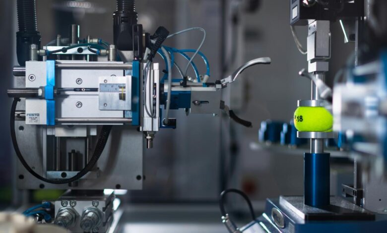 blue and silver industrial machine